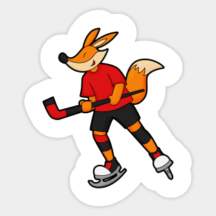 Fox at Ice hockey with Ice hockey stick Sticker